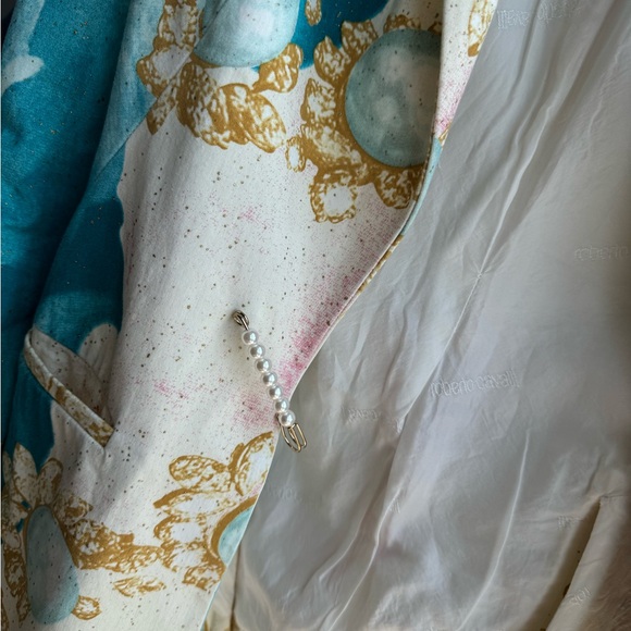 Roberto Cavalli Vintage 2001 Blue & Pink Eyes Printed Blazer Jacket 🩵 - Picture 12 of 15